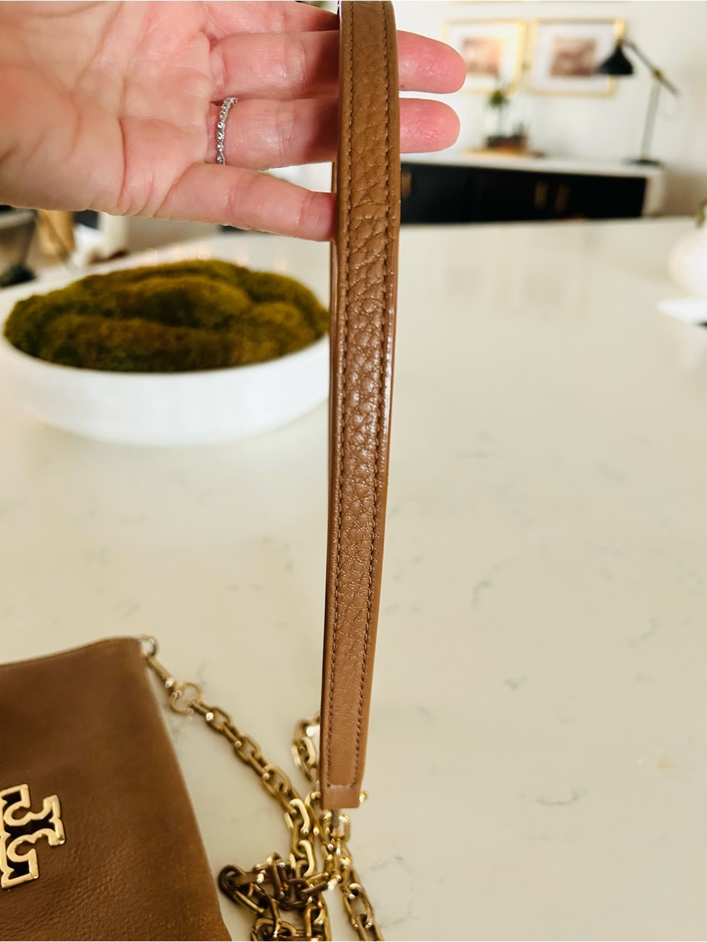Tory Burch Tan Leather Crossbody with Logo Plaque - Picture 12 of 13
